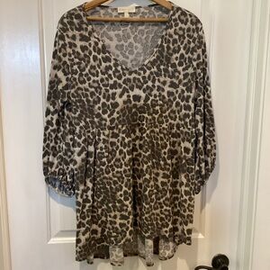 Perfect brand Brown and Black Leopard Print 3/4 Sleeve Tunic boutique top